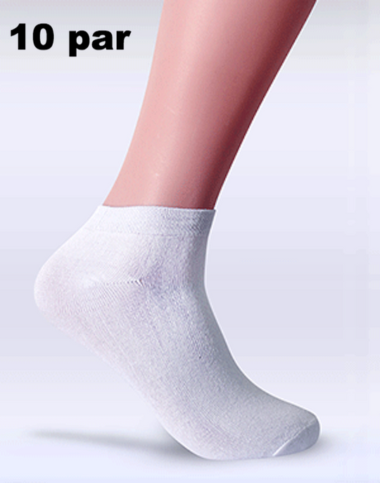 Ankelsokker 10 Par Hvide - Billigesokker.dk