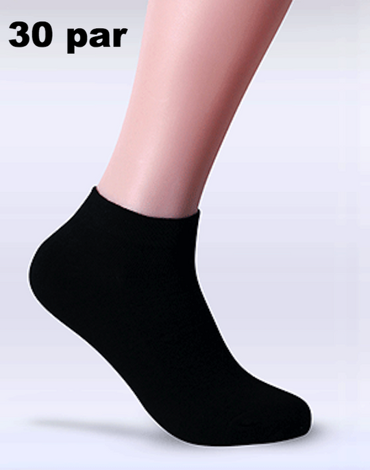 Ankelsokker 30 Par Sorte - Billigesokker.dk