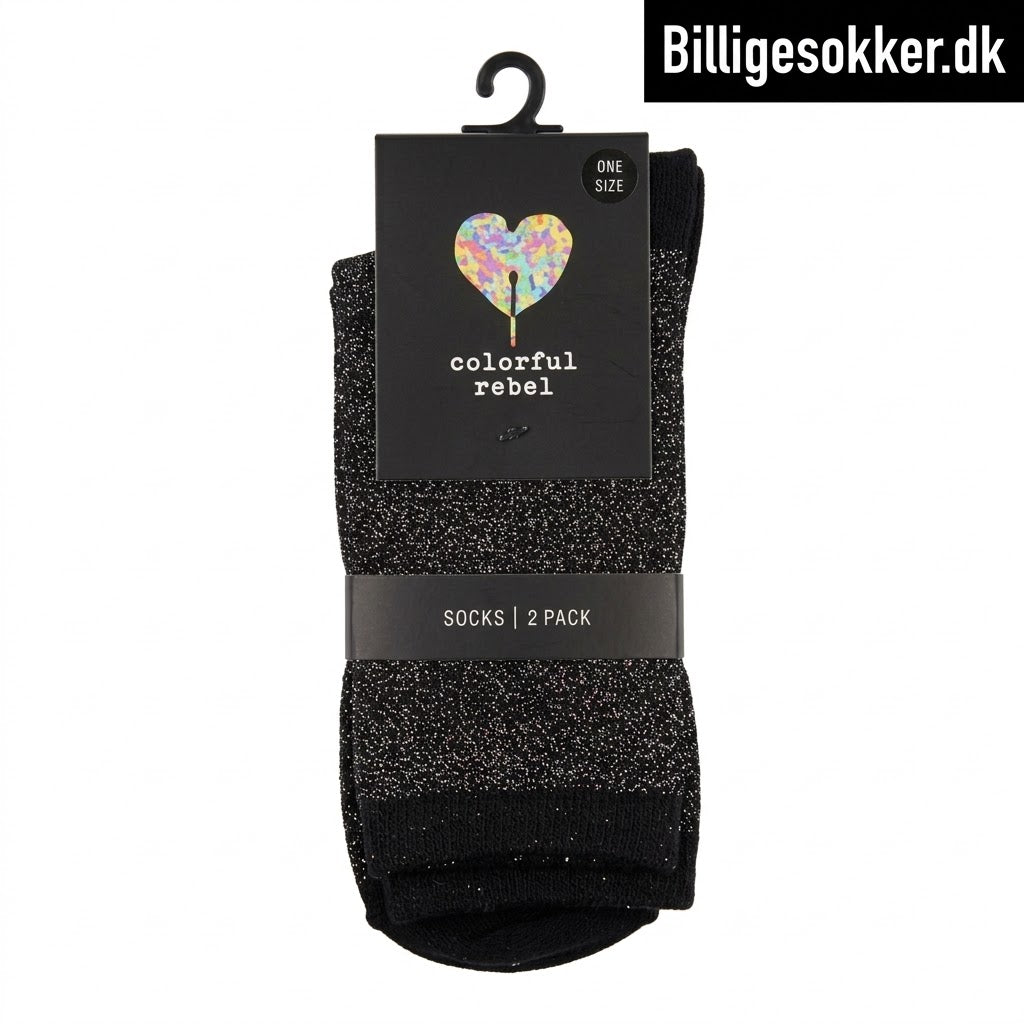 Damesokker - 2 Par Glimmersokker Guld/Sølv