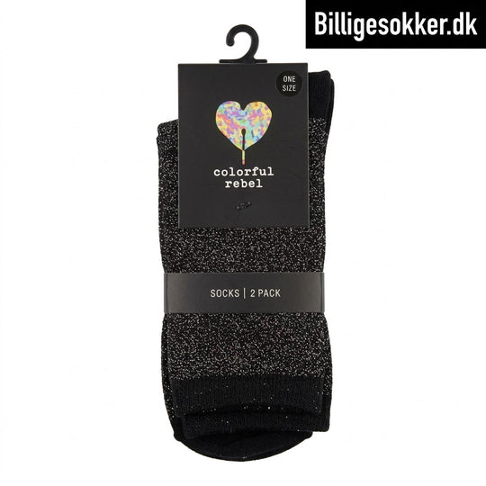 Damesokker - 2 Par Glimmersokker Guld/Sølv
