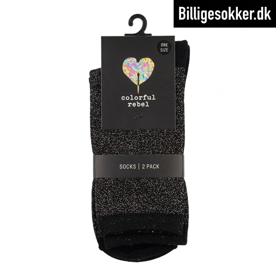 Damesokker - 2 Par Glimmersokker Guld/Sølv