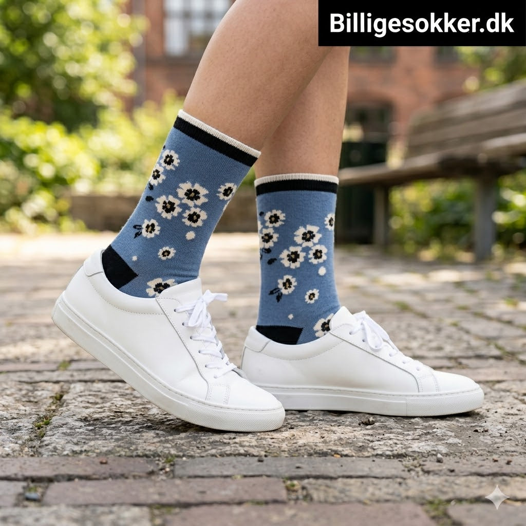 Damesokker - 3 Par Blomster Sokker