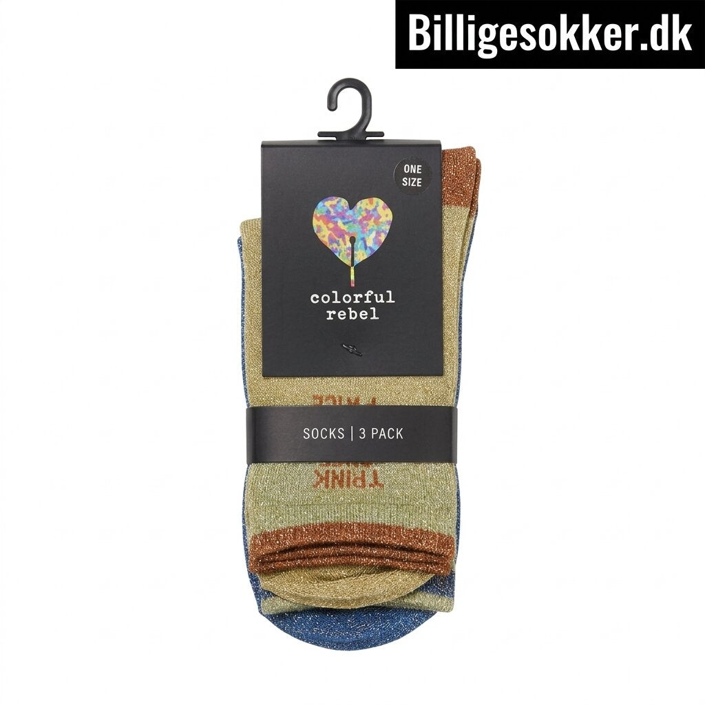 Damesokker - 3 Par Glimmersokker Statement
