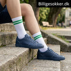 Tennissokker - 3 Par Hvide Med Grønne Striber
