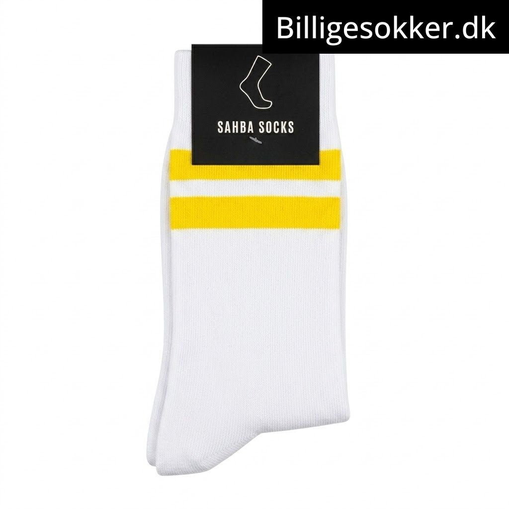 Tennissokker - 3 Par Hvide Med Gule Striber