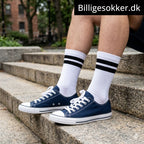 Tennissokker - 3 Par Hvide Med Sorte Striber