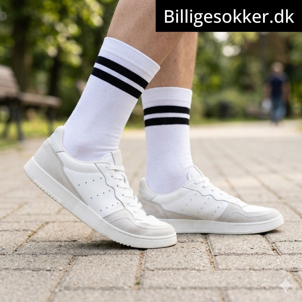 Tennissokker - 3 Par Hvide Med Sorte Striber