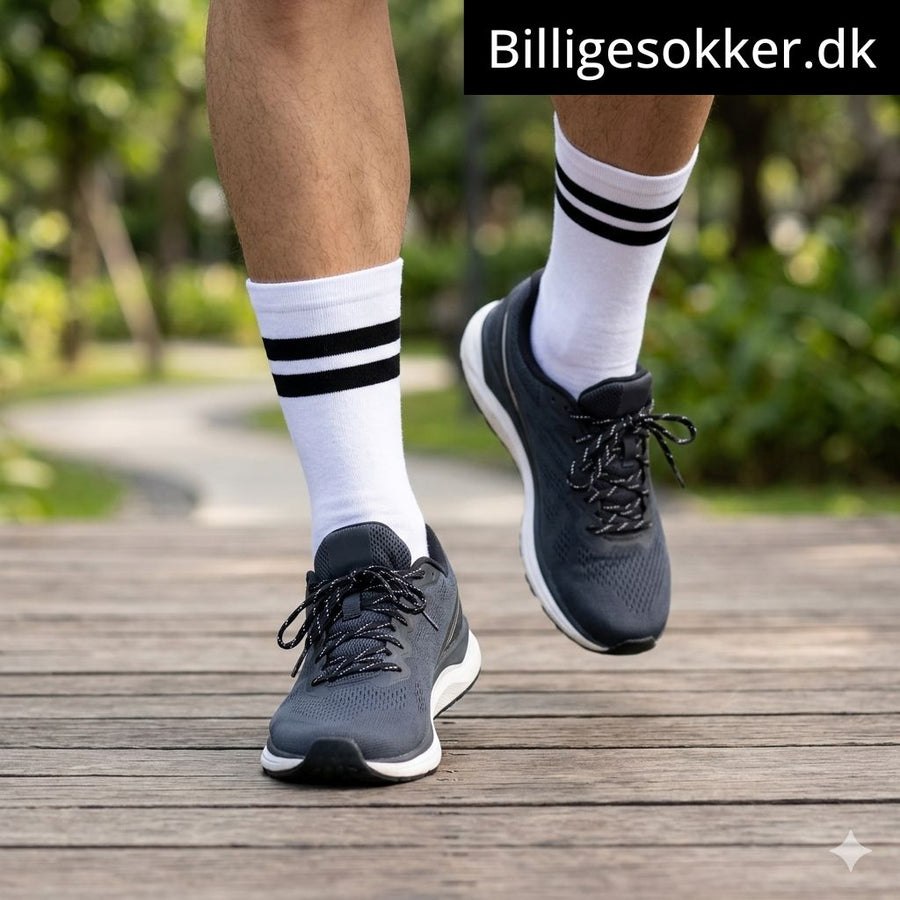 Tennissokker - 3 Par Hvide Med Sorte Striber